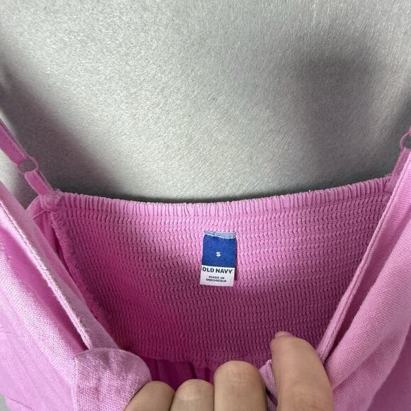 Old Navy Pink Linen Blend A-Line Sleeveless Tank Mini Dress Cottagecore Boho S - Picture 6 of 11